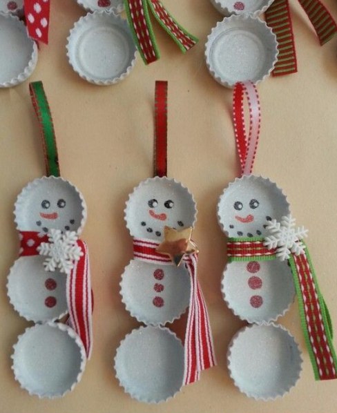 decoração de natal com tampinhas de garrafa