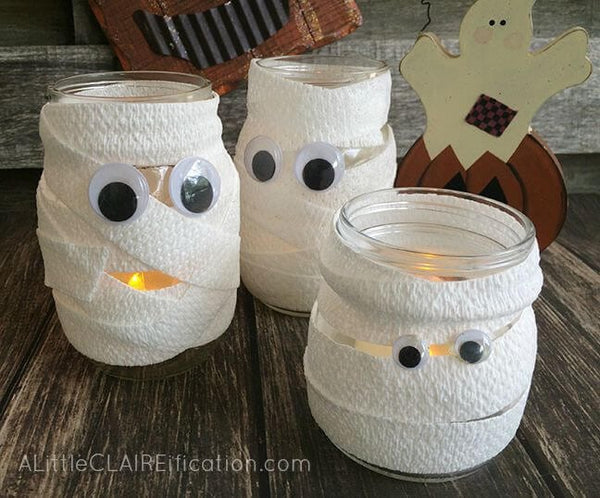 Decoração simples de Halloween com vidro