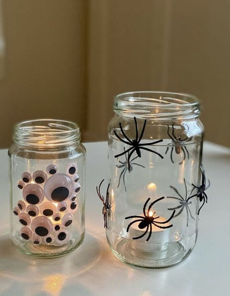 Decoração simples de Halloween com vidro