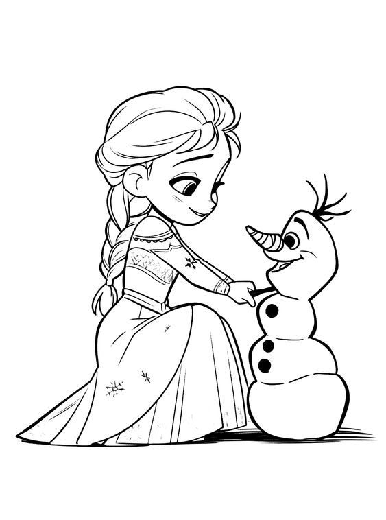 desenhos para imprimir e pintar: Elza e Olaf