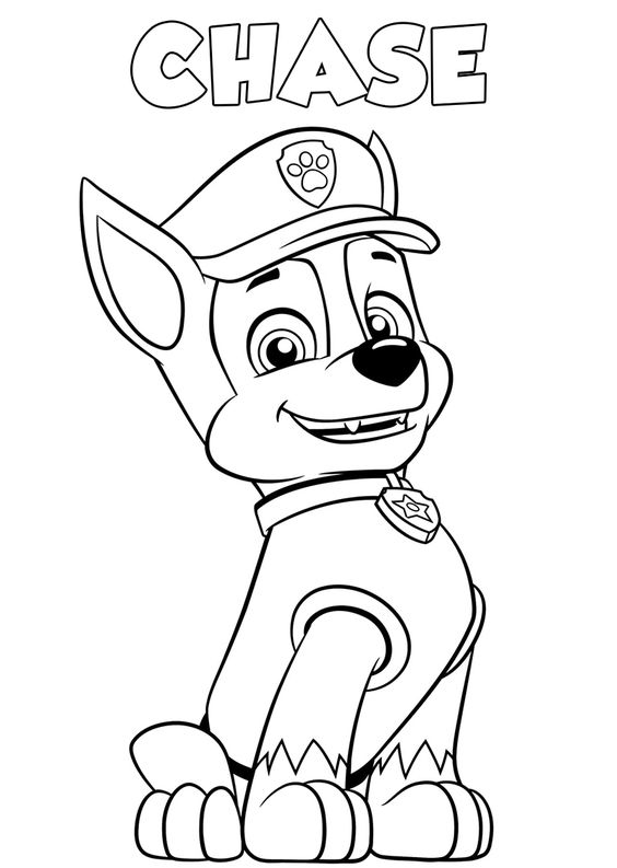 desenhos para imprimir e pintar - chase (patrulha canina)