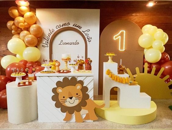 Ideias de aniversário de 1 ano para meninos: Leãozinho