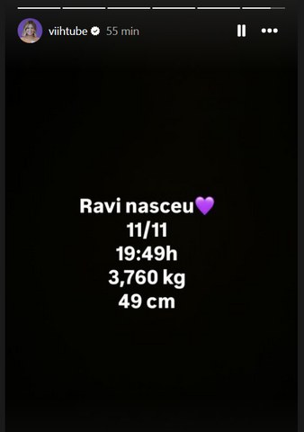 ravi nasceu, filho de viih tube e eliezer