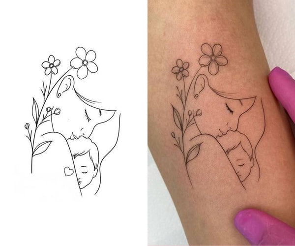 Tatuagens para homenagear filhos: Traço fino