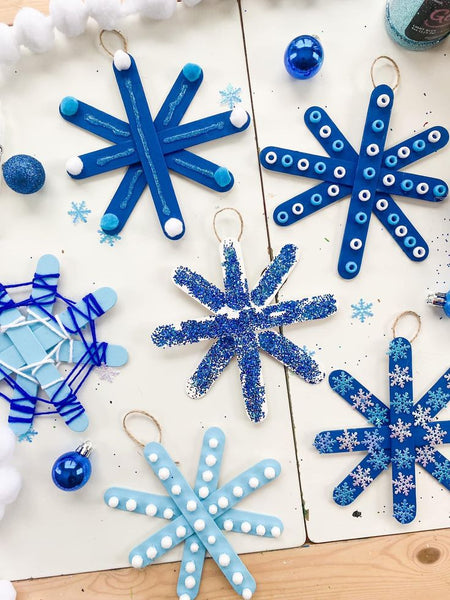 artesanato de Natal para fazer com as crianças: Flocos de neve com palitos de picolé
