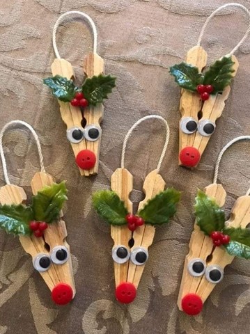 Artesanato de Natal para fazer com as crianças: Renas de pregador