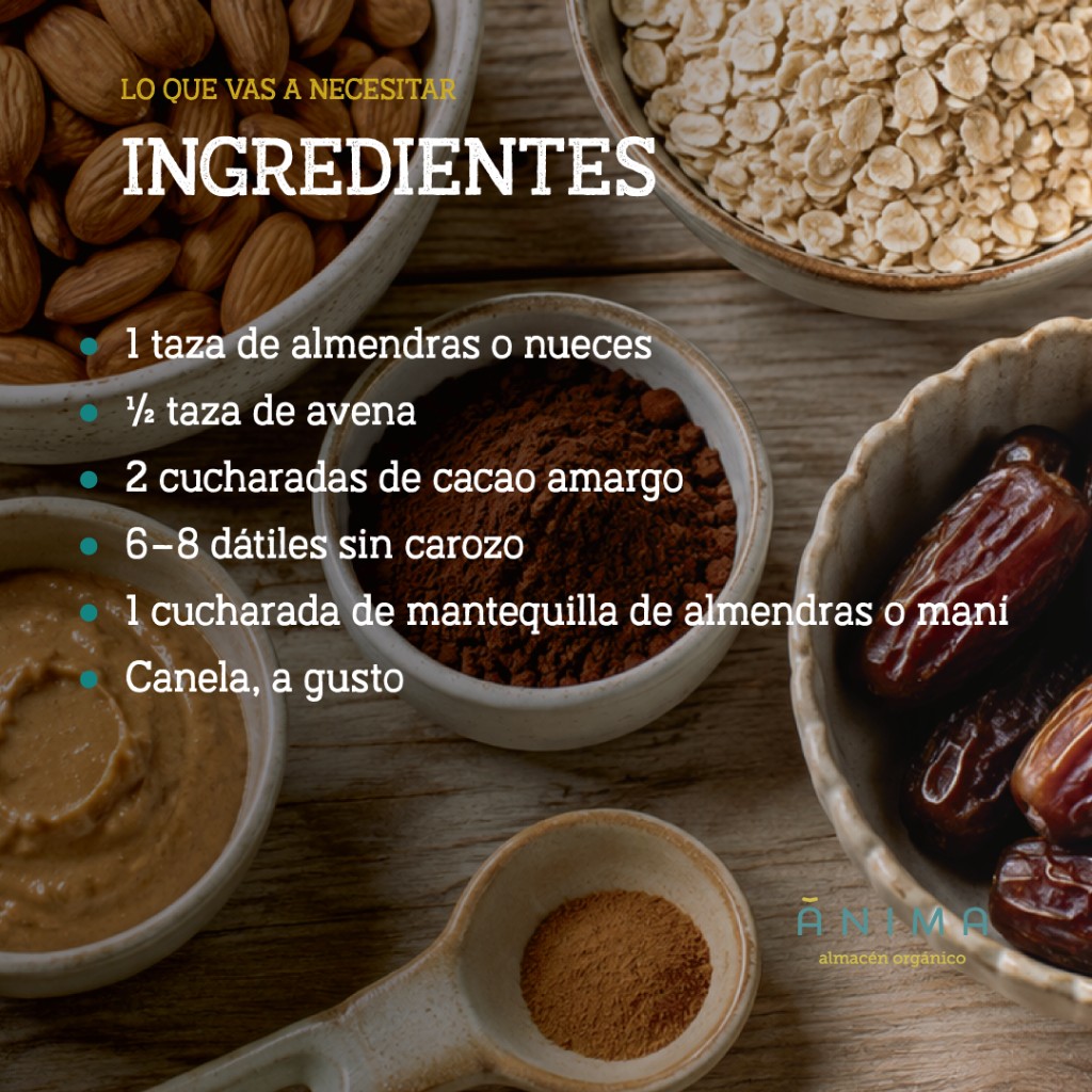 snack saludable receta bolitas de cacao y almendras recetanimas anima almacen saludable