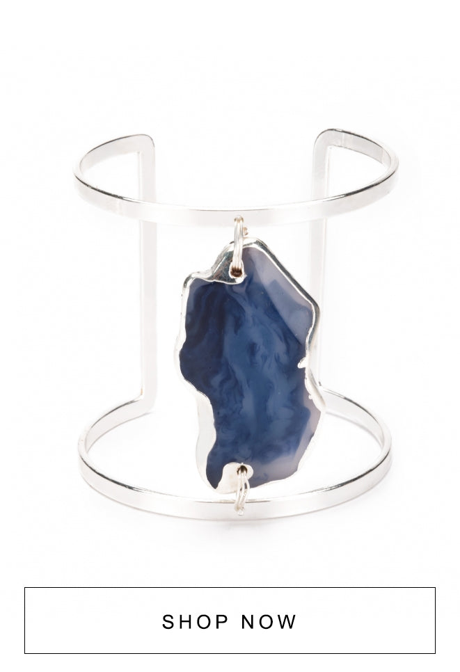 Maxi pulseira com detalhe de pedraria azul