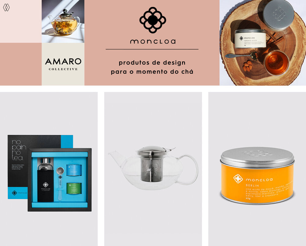 PRODUTOS:  Moncloa kit de chás fit ,  Moncloa bule de vidro com infusor para chá 1200 ml,   Moncloa base infusão de frutas.