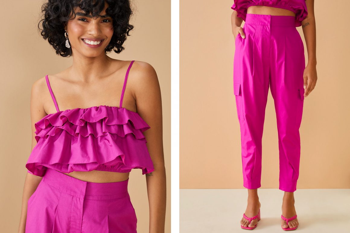 Look colorido monocromático rosa