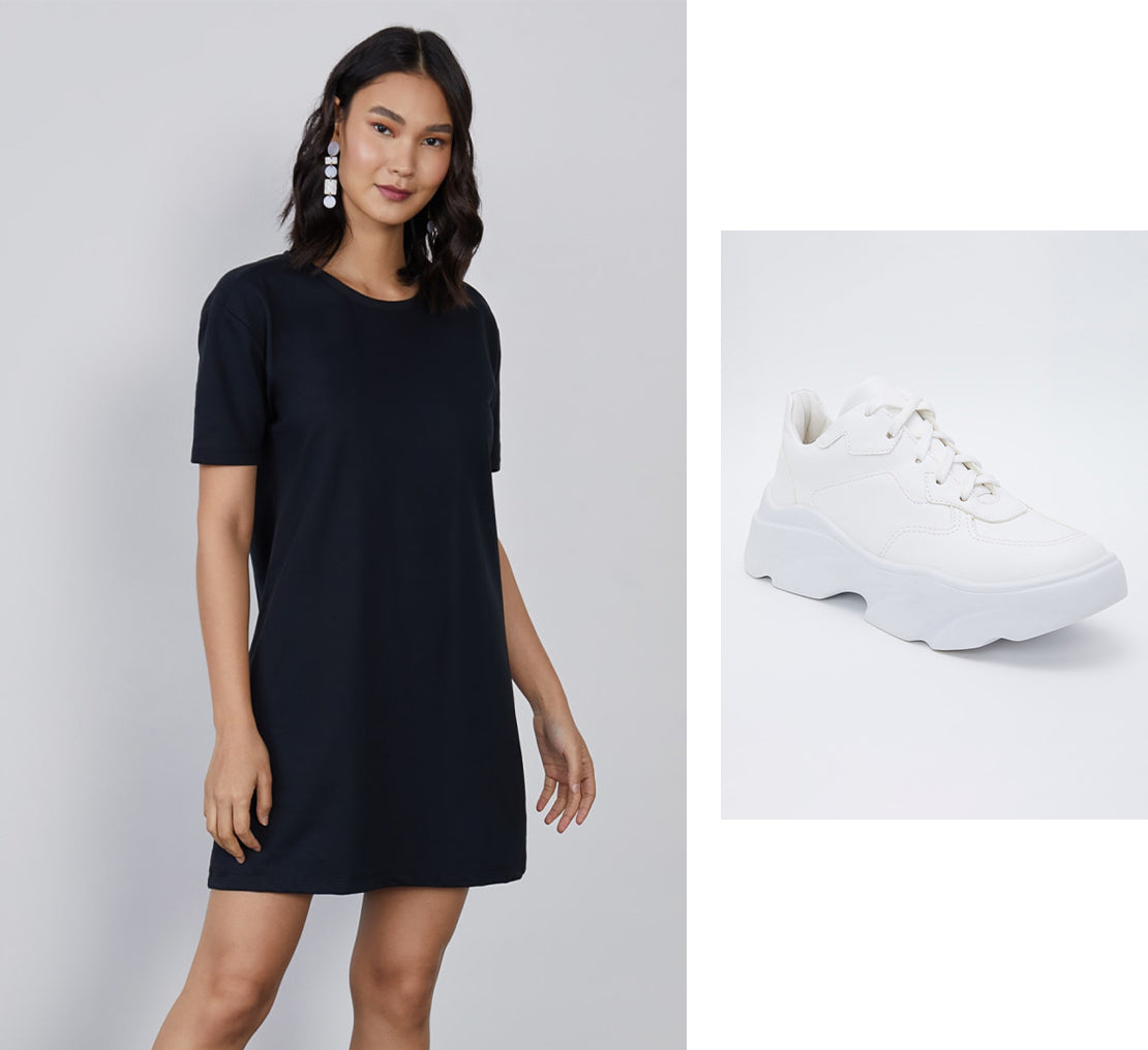 Vestido com Tênis Esportivo Branco