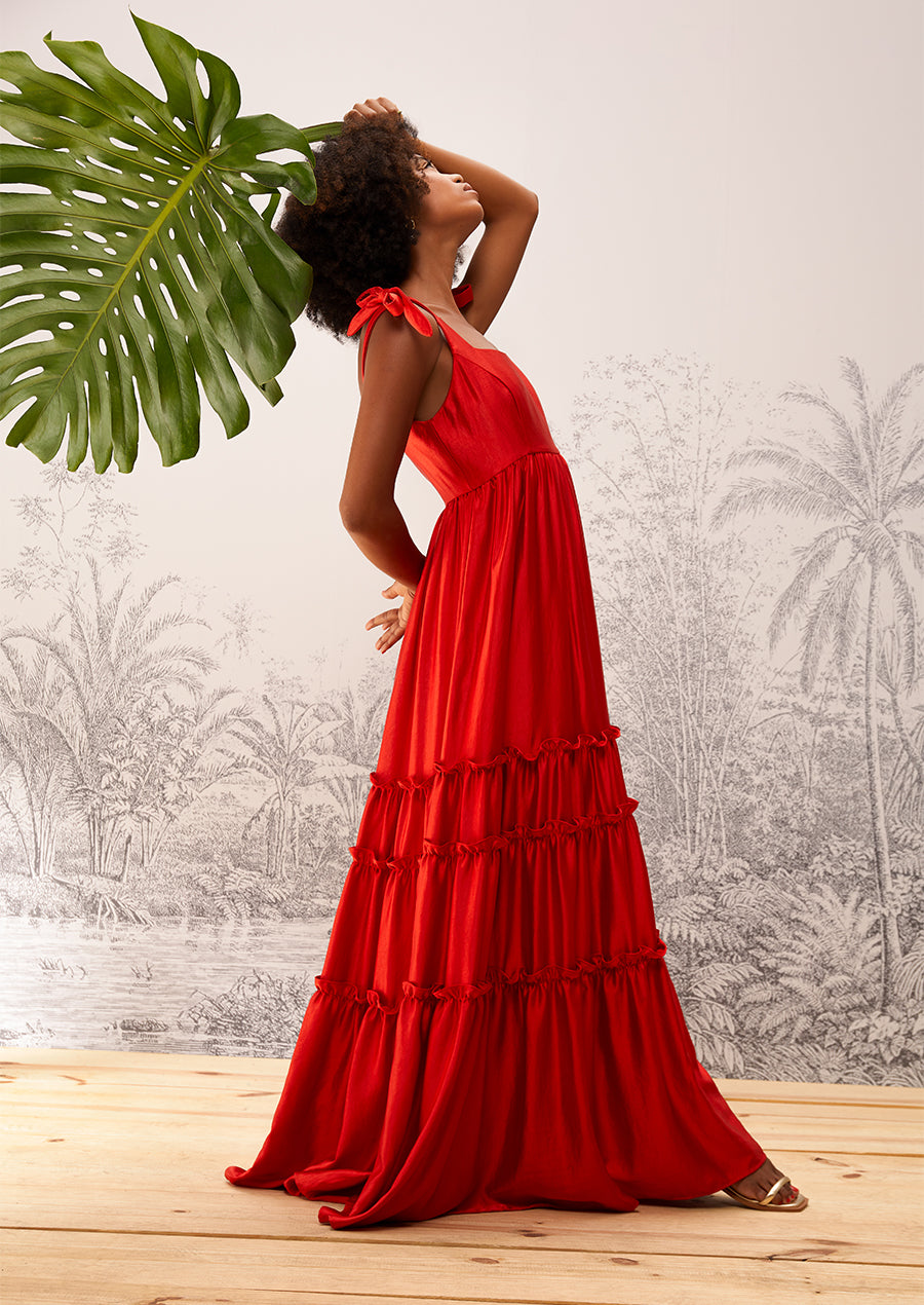 Vestido longo vermelho