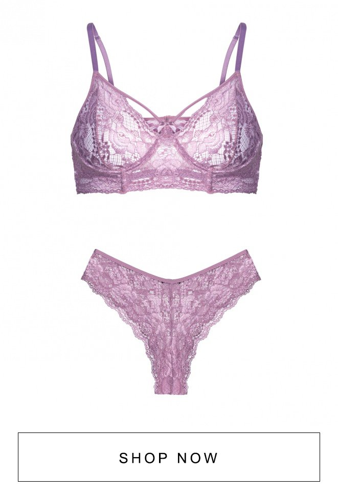 Conjunto de lingerie de renda uva AMARO
