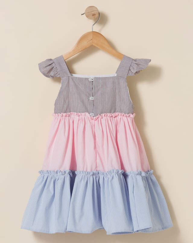 Vestido de Listras com Babado 