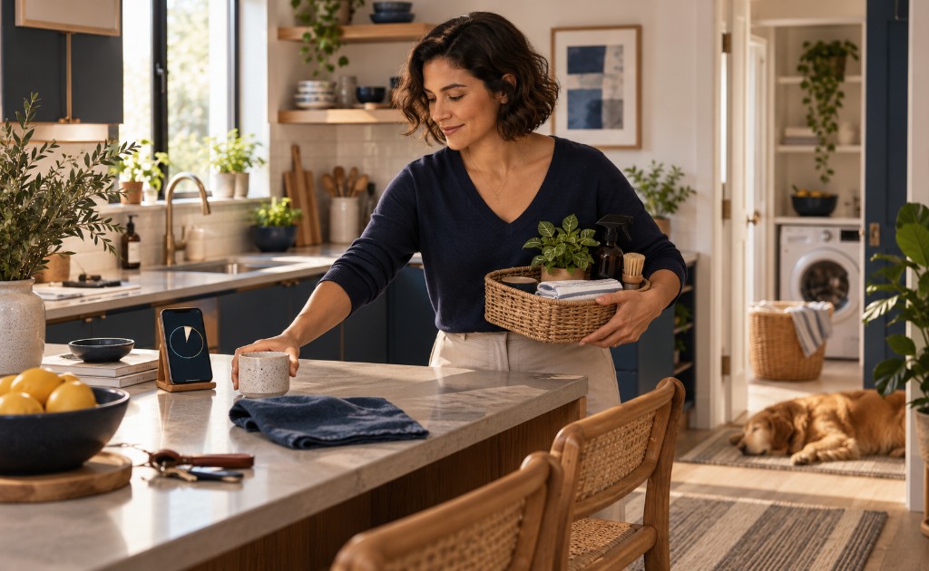 mulher arrumando a mesa de jantar