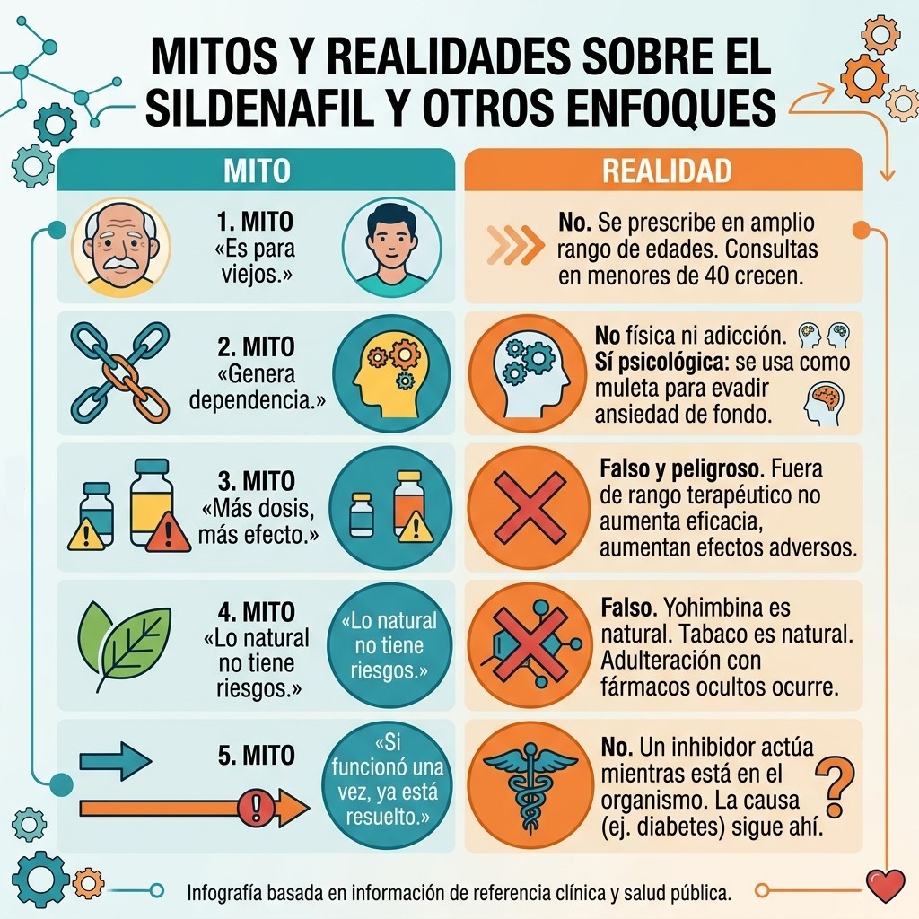 Gr&aacute;fico de mitos y verdades sobre el Viagra y los vigorizantes naturales