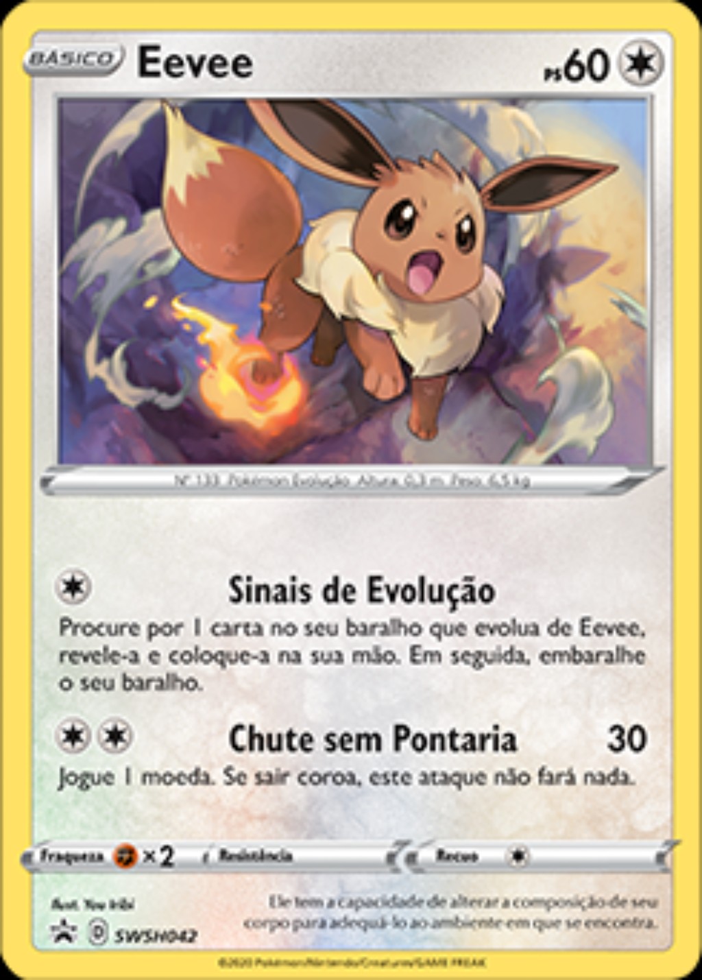 Carta Pok&eacute;mon original de Eevee em portugu&ecirc;s
