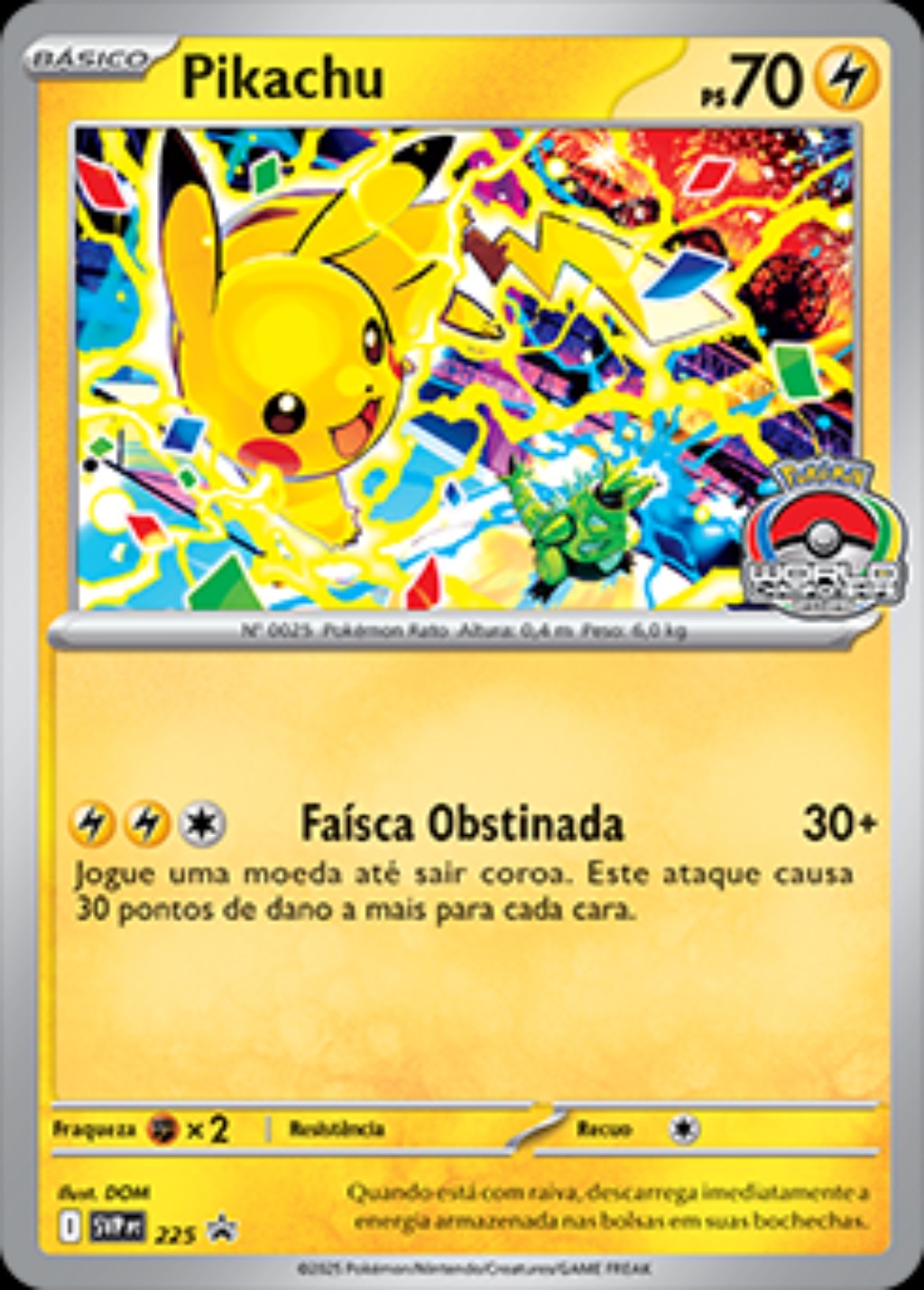 Carta Pok&eacute;mon original de Pikachu com ilustra&ccedil;&atilde;o expandida