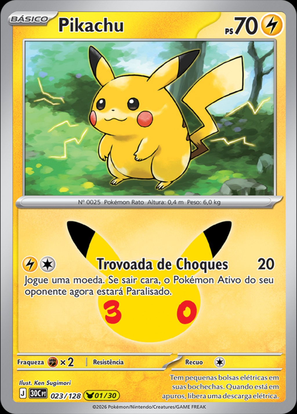 Pikachu 01 de 30, carta 023 de 128