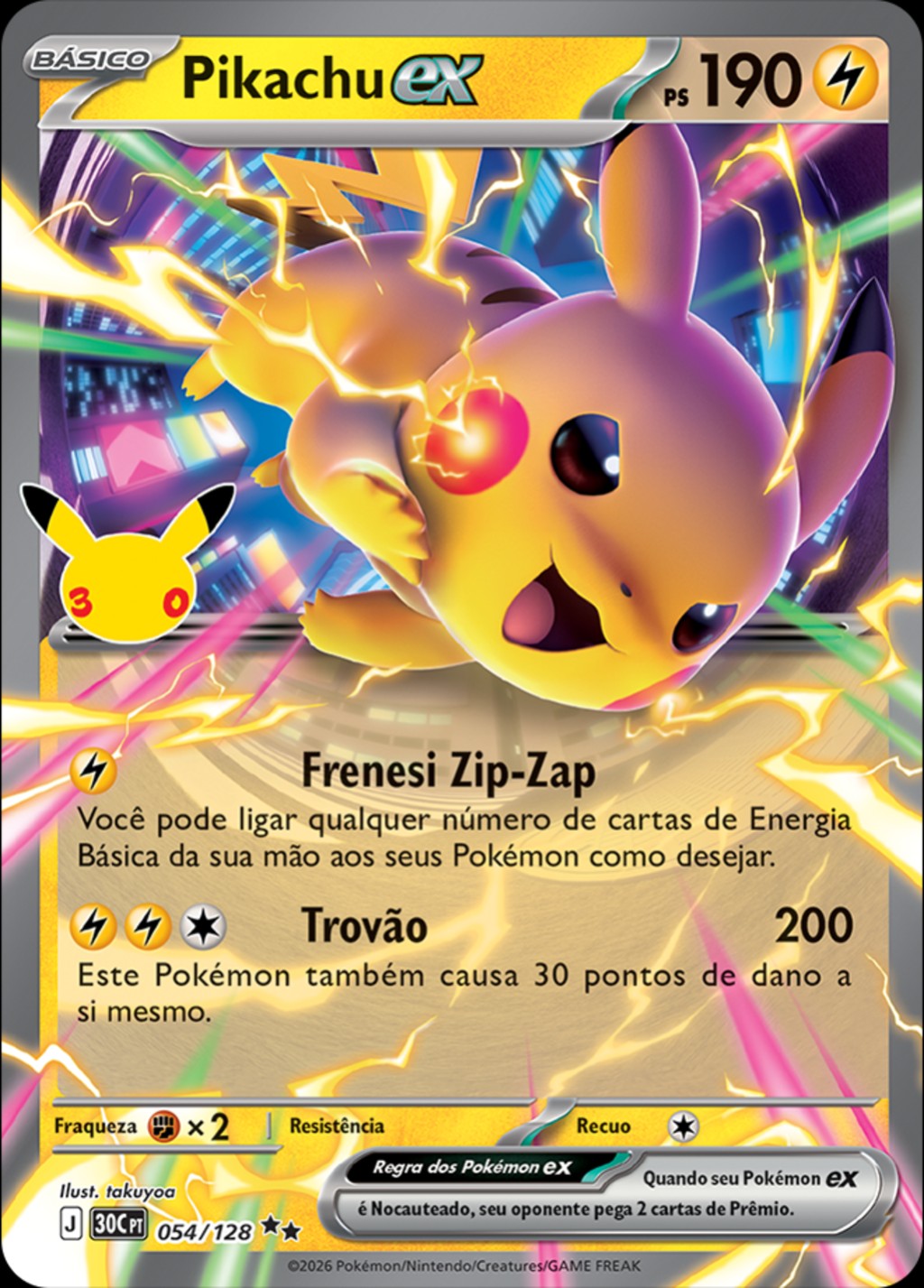 Carta especial Pikachu ex 054 de 128