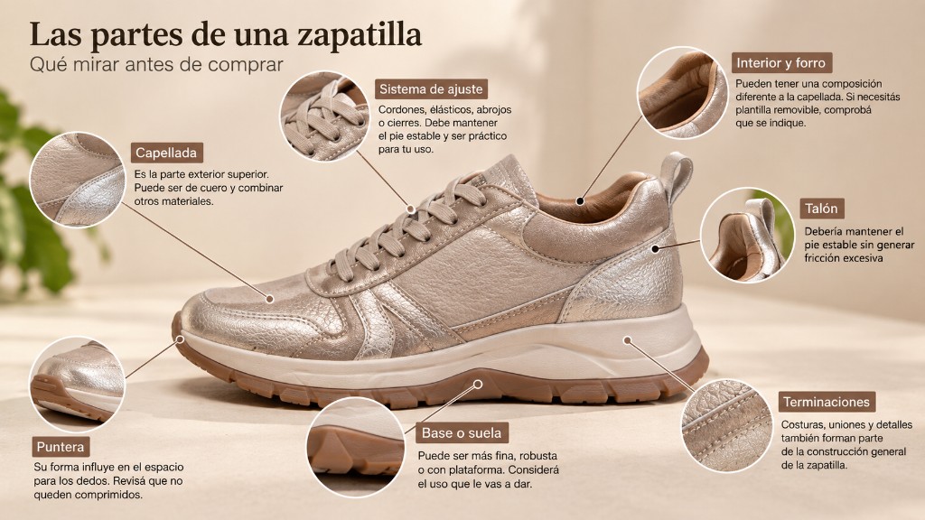 Partes de una zapatilla que conviene revisar antes de comprar